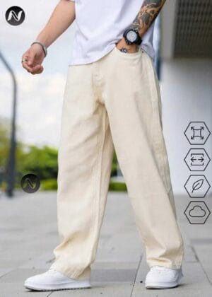 N Club Jeans 'Foundation' Wide-Leg Denim in Sandstone